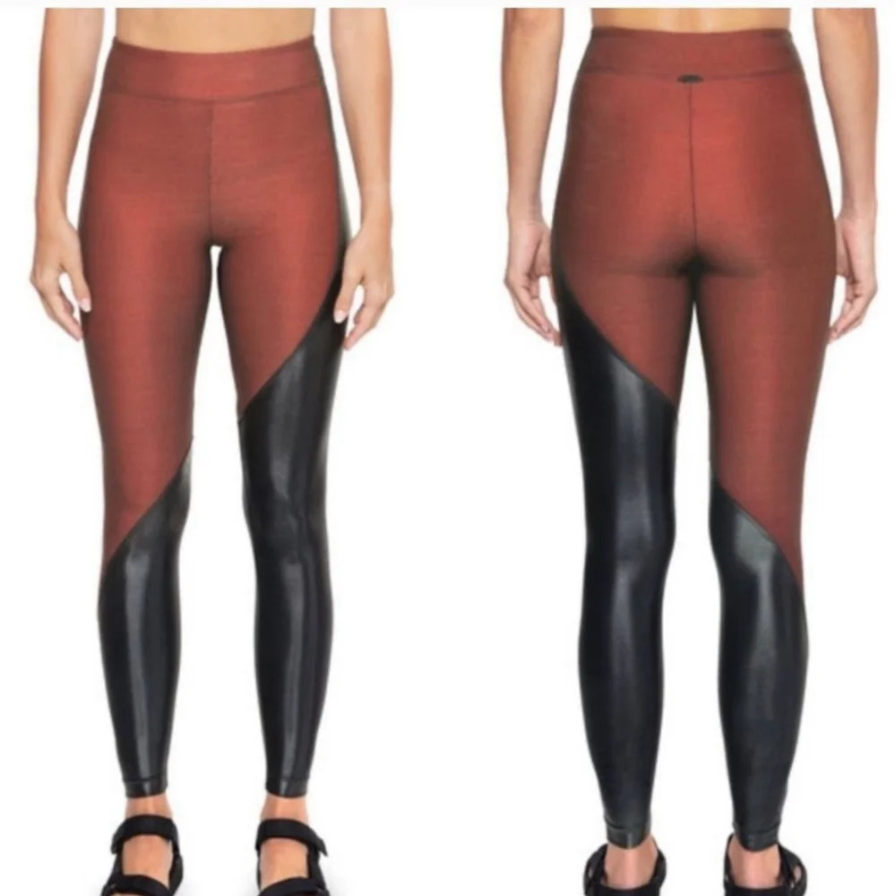 Koral Leggings Womens Small High Rise Asymmetric Toluca Red Black